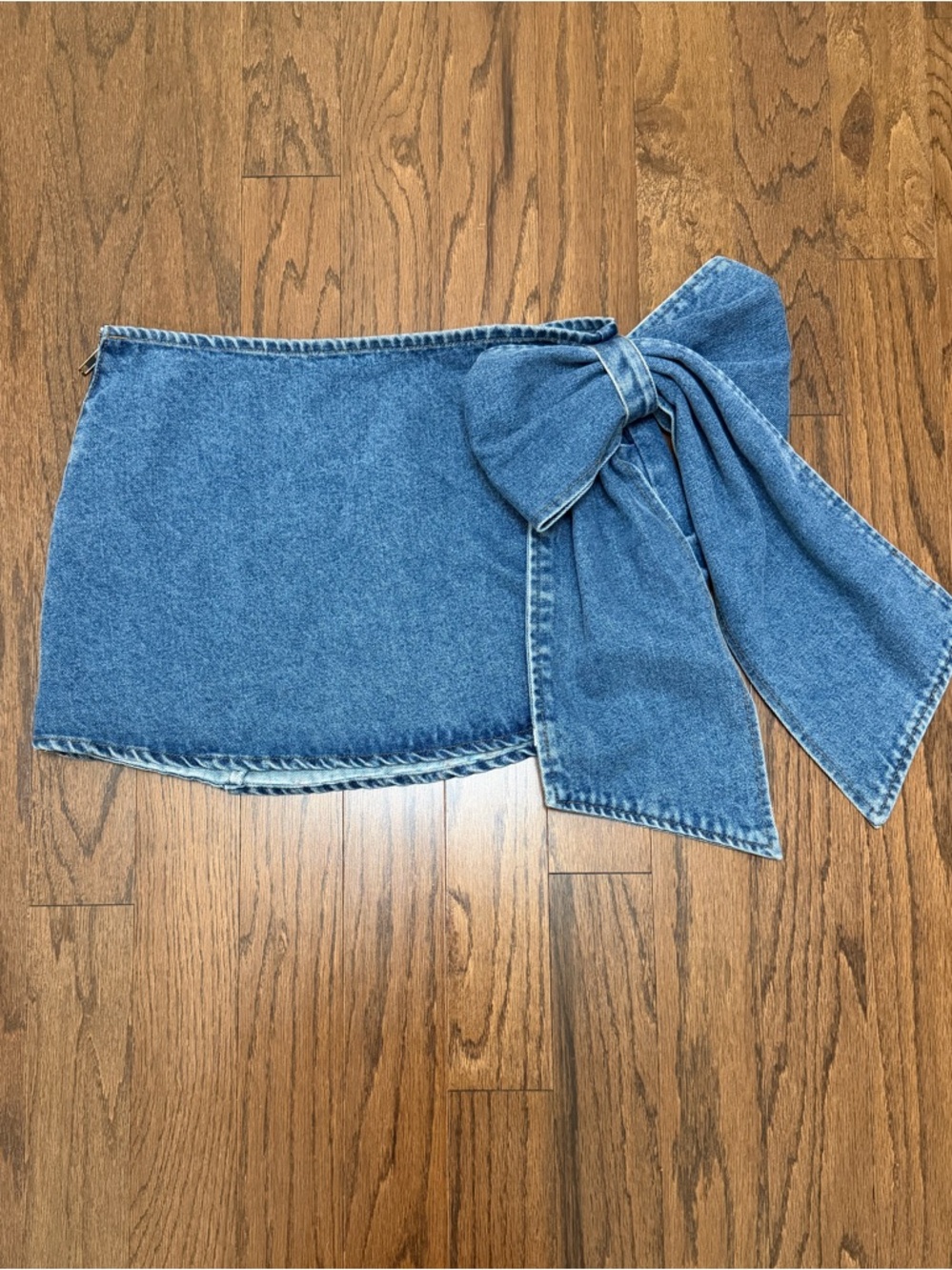 Emory Park Blue Denim Mini Skirt with Side Bow Wrap - Picture 3 of 8